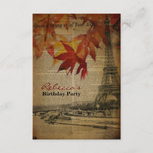Herbstblätter französische vintage Paris Geburtsta Einladung