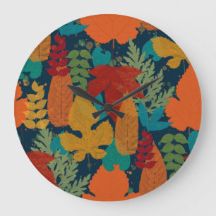 Herbstblätter Große Wanduhr