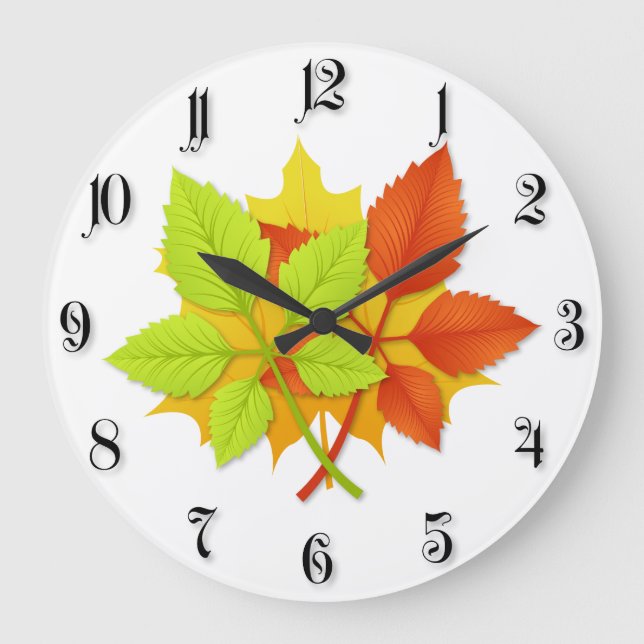 Herbstblätter Große Wanduhr (Vorderseite)
