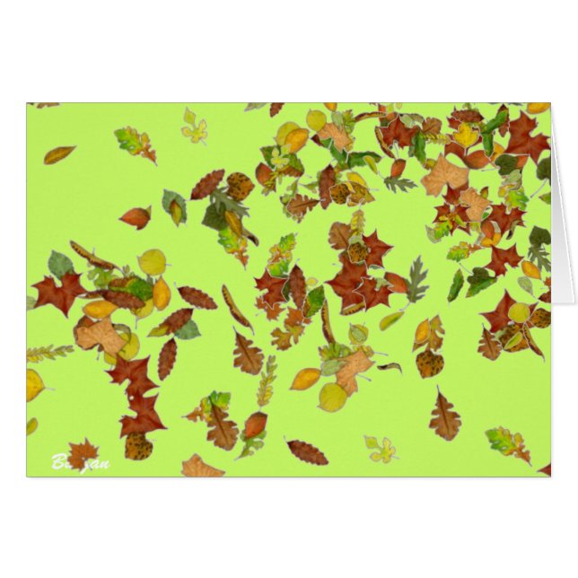 HERBSTBLÄTTER, Grün (Vorderseite (Horizontal))