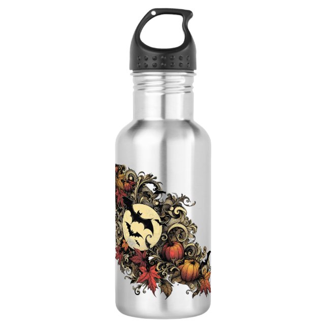 Herbstblätter. Halloween-Muster. Edelstahlflasche (Vorderseite)