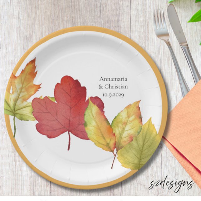 Herbstblätter Hochzeit  Pappteller (Von Creator hochgeladen)