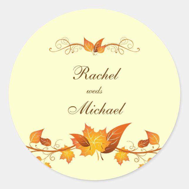 Herbstblätter Hochzeiten Umschlag Aufkleber (Vorderseite)