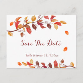 Herbstblätter Hochzeitsszenierungen sichern Datum  Ankündigungspostkarte