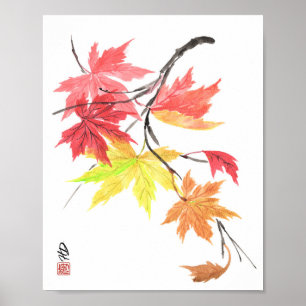 Herbstblätter im Wind Poster