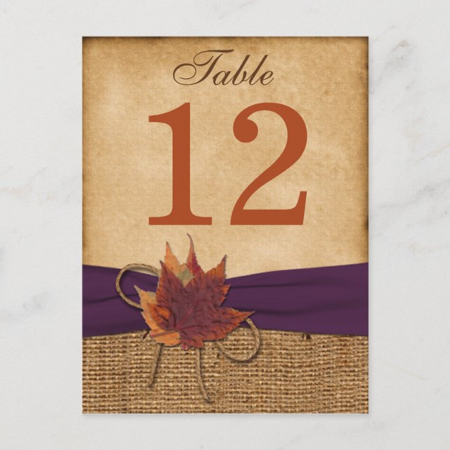 Herbstblätter, IMITATE Burlap-Tischnummer-Postkart Postkarte (Vorderseite)