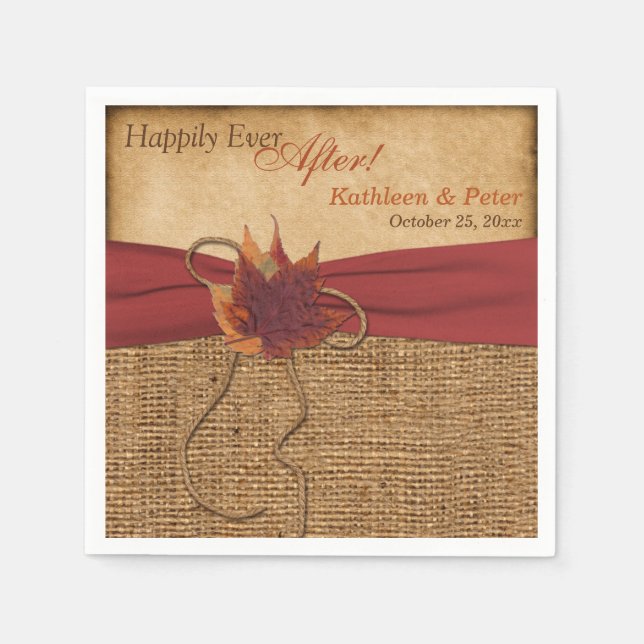 Herbstblätter, IMITATE Burlap Wedding Napkins 2 Serviette (Vorderseite)
