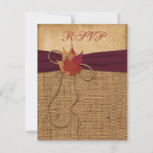 Herbstblätter, IMITATS Burlap RSVP Card - Wein
