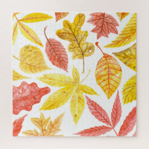 Herbstblätter in Aquarellfarbe, buntes Muster.