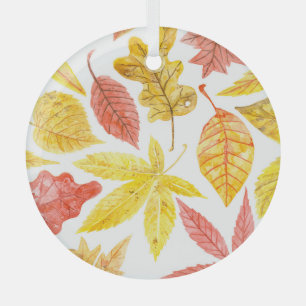 Herbstblätter in Aquarellfarbe, buntes Muster. Ornament Aus Glas