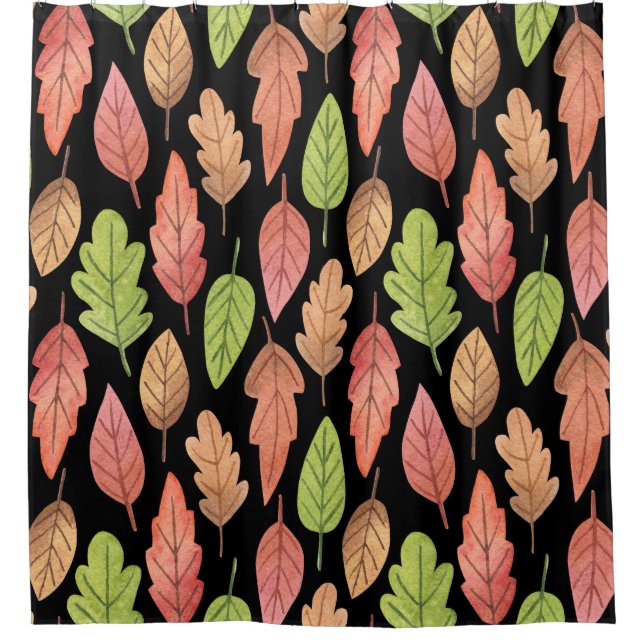 Herbstblätter in Aquarellfarben: nahtloses Muster Duschvorhang (Vorderseite)