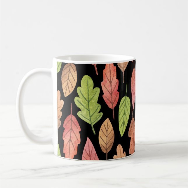 Herbstblätter in Aquarellfarben: nahtloses Muster Kaffeetasse (Links)