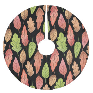 Herbstblätter in Aquarellfarben: nahtloses Muster Polyester Weihnachtsbaumdecke