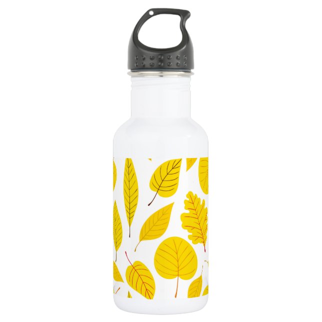 Herbstblätter in Gelb Edelstahlflasche (Vorderseite)