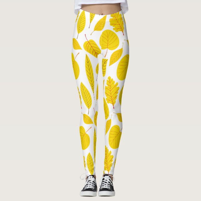 Herbstblätter in Gelb Leggings (Vorderseite)