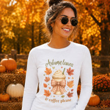 Herbstblätter & Kaffee Bitte Damen Langarmshirt