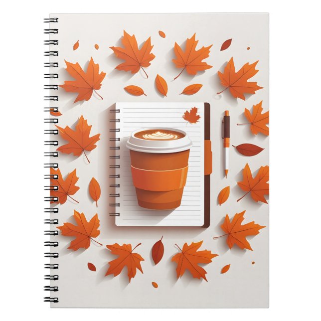 Herbstblätter & Kaffee Spiralblock Notizblock (Vorderseite)