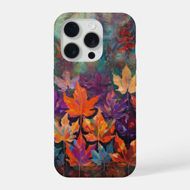 Herbstblätter-Kaskade, farbenfrohes Herbstdesign iPhone 15 Pro Hülle (Rückseite)