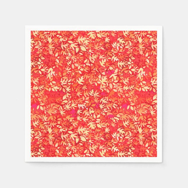 Herbstblätter, Korallenorange Serviette (Vorderseite)