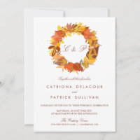 HERBSTBLÄTTER KRANZ HERBST HOCHZEITSEINLADUNG