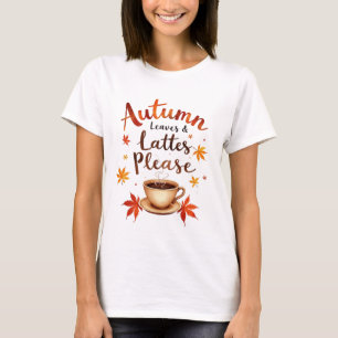 Herbstblätter & Latte Macchiato bitte - Watercolor T-Shirt