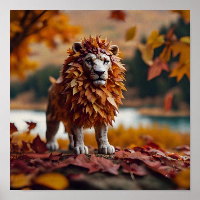 Herbstblätter Lion Poster (Vorne)