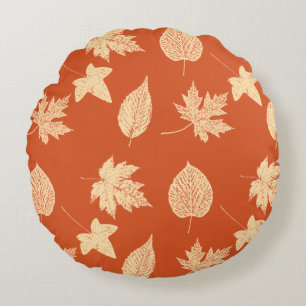 Herbstblätter - Mandarinenorange Rundes Kissen