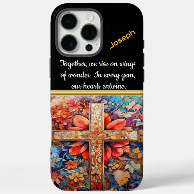 Herbstblätter mit Wasserfarbkreuz iPhone 16 Pro Max Hülle (Rückseite)