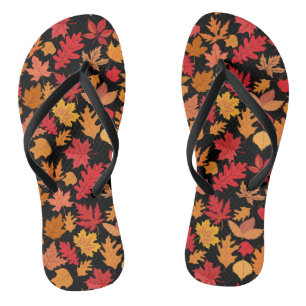 Herbstblätter Muster 02 Schwarze BG Flip Flops
