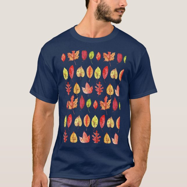 Herbstblätter Muster Oversized T-Shirt (Vorderseite)