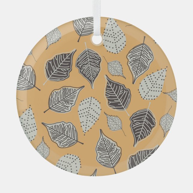 Herbstblätter, nahtlos Vintages Muster. Ornament Aus Glas (Vorderseite)
