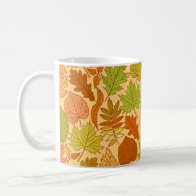 Herbstblätter: nahtloser Stoffdruck Kaffeetasse (Links)