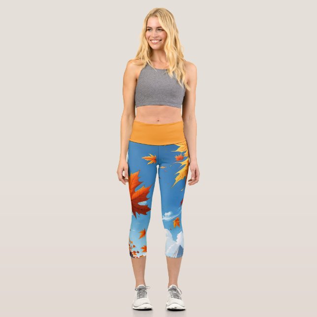 Herbstblätter orange capri leggings (Vorderseite)
