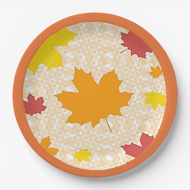 Herbstblätter Papierplatte Pappteller (Vorderseite)