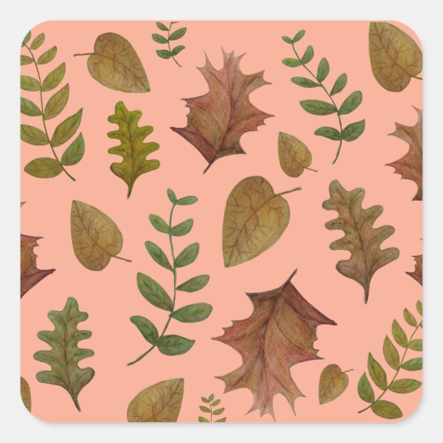 Herbstblätter Quadratischer Aufkleber (Vorderseite)