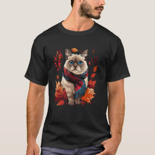 Herbstblätter Retro Birman Katze Herbst Saison Dan T-Shirt