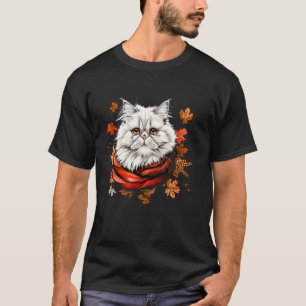 Herbstblätter Retro Perserkatze Herbstzeit Danke T-Shirt