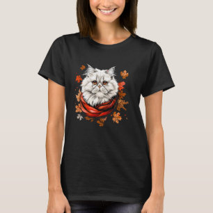 Herbstblätter Retro Perserkatze Herbstzeit Danke T-Shirt