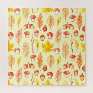 Herbstblätter: Retro-Tapete mit Aquarellfarbe