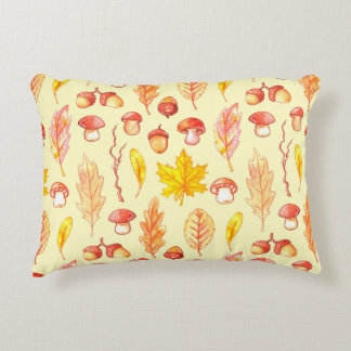 Herbstblätter: Retro-Tapete mit Aquarellfarbe Dekokissen