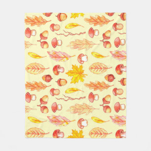Herbstblätter: Retro-Tapete mit Aquarellfarbe Fleecedecke