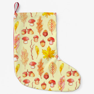 Herbstblätter: Retro-Tapete mit Aquarellfarbe Kleiner Weihnachtsstrumpf