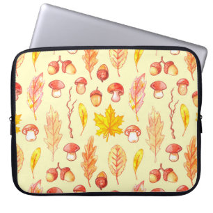 Herbstblätter: Retro-Tapete mit Aquarellfarbe Laptopschutzhülle