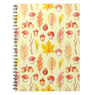 Herbstblätter: Retro-Tapete mit Aquarellfarbe Notizblock