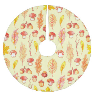 Herbstblätter: Retro-Tapete mit Aquarellfarbe Polyester Weihnachtsbaumdecke