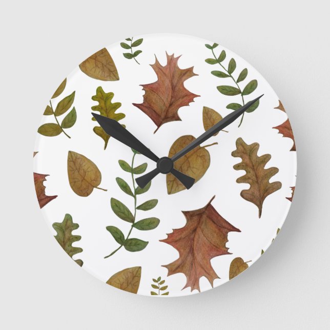 Herbstblätter Runde Wanduhr (Vorderseite)
