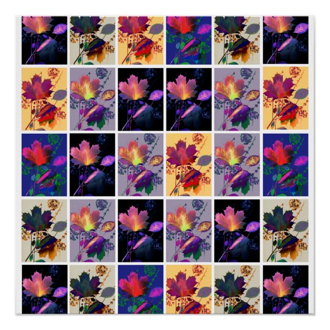 Herbstblätter Rustikales Patchwork-Quilt Collage Poster (Vorderseite)