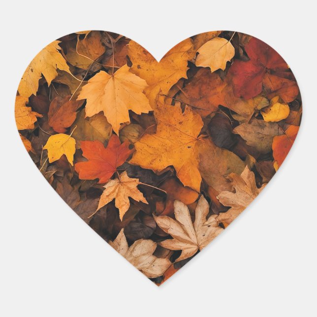 Herbstblätter, Schönheit der Natur, KI, Herz-Aufkleber (Vorderseite)