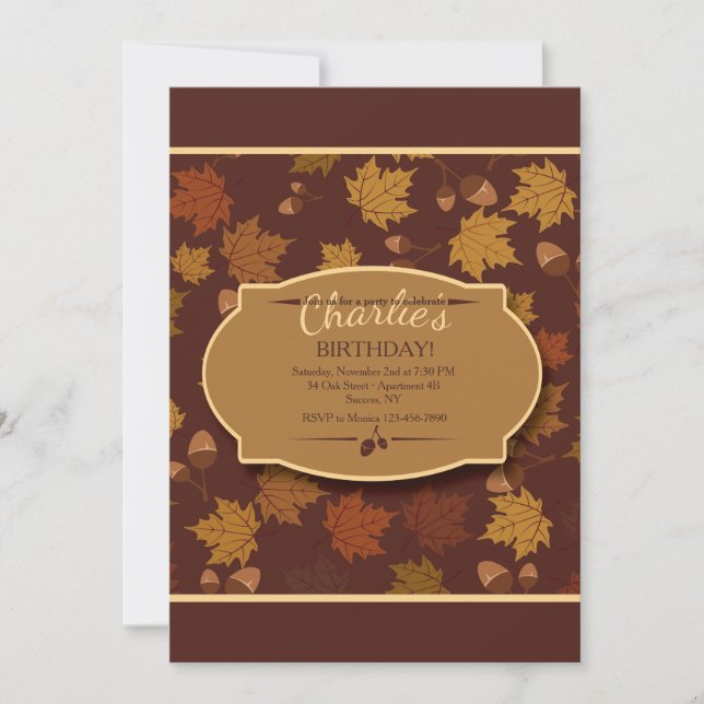 Herbstblätter und Acorns Einladung (Vorderseite)