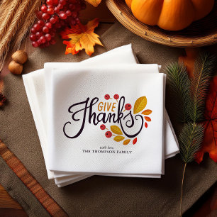 Herbstblätter und Berries Erntedank Serviette